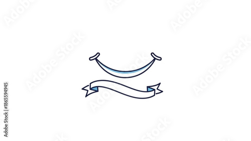 Set of simple smile and ribbon icons minimalist vector elements for design isolated on white background