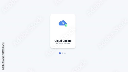 Minimal flat illustration of a mobile app screen showing cloud update with a cloud refresh icon. Suitable for cloud updates, data synchronization, system refresh, onboarding flows, and modern UI or UX