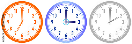 Analog Wall Clock Icon Set | Time, Schedule, Deadline, and Business Management Symbol Vector