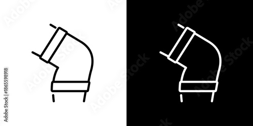 Modern outline icon depicting a 90-degree pipe elbow fitting, vital for fluid redirection in various engineering and construction projects