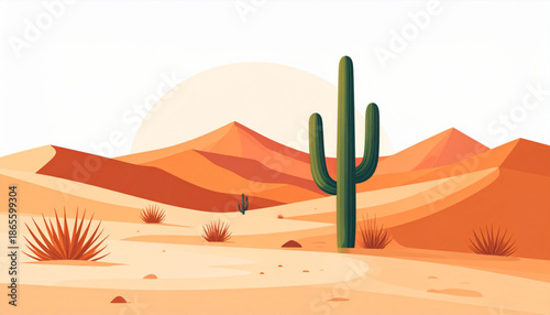 Minimal Desert Cactus Scene