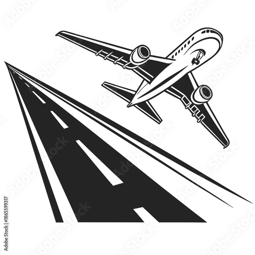 Airplane Takeoff Black and White Icon