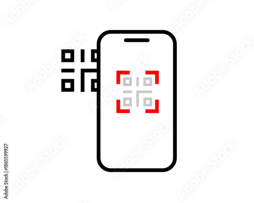 QRコードをスキャンするスマートフォンのアイコン｜決済・認証・アプリUI