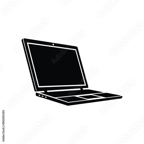 Modern laptop computer icon on a white background, representing technology and connectivity in the digital age
