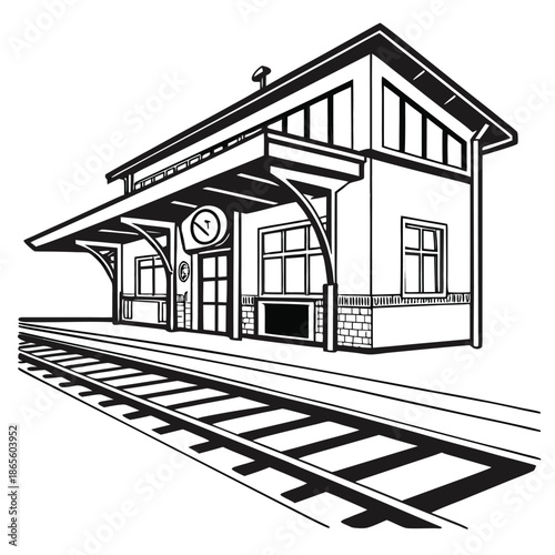 Train Station Black and White Icon