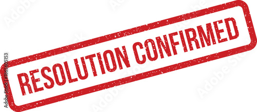 A rectangular rubber stamp effect with textured surface indicates a resolution has been officially confirmed