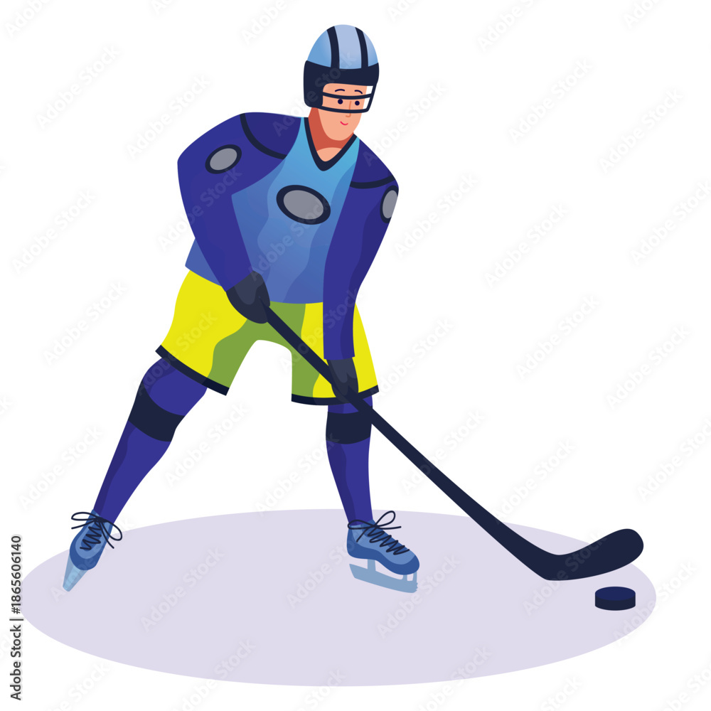 Obraz premium ice hockey player vector hitting a hockey puck