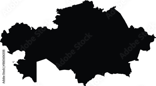 Map of Kazakhstan in black silhouette on white background