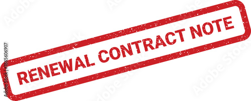 Diagonal textured rubber stamp with Renewal Contract Note text for business agreement extensions