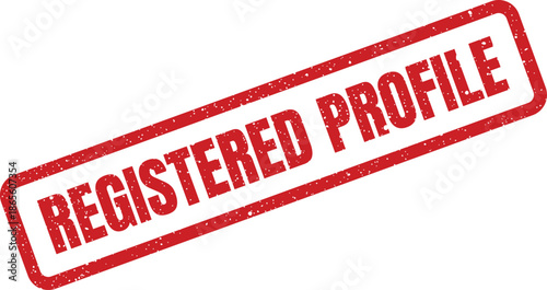 Distressed rectangular rubber stamp displaying registered profile text, useful for user registration interfaces or identity verification