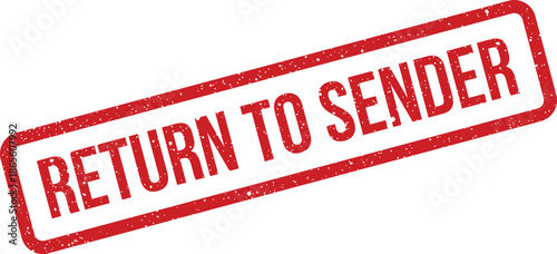 Distressed rectangular stamp illustration features return to sender text for mail delivery issues or rejections