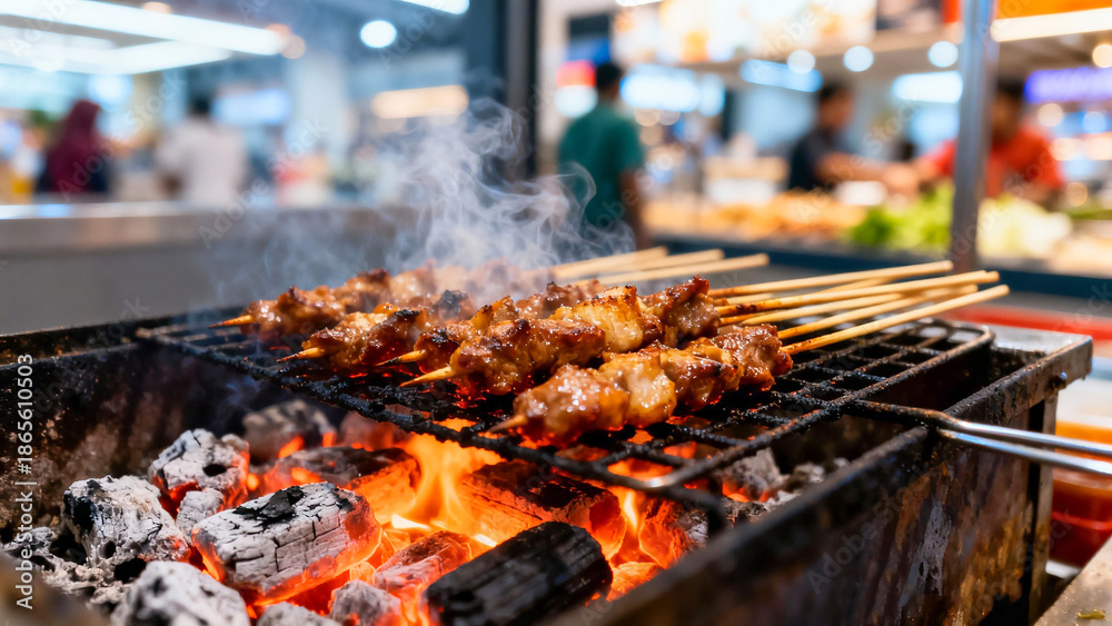 Naklejka premium meat on the grill