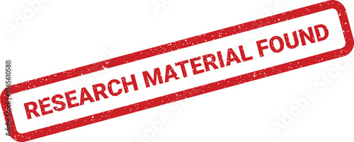 Distressed red rectangular stamp marking the successful finding of research material or specific data