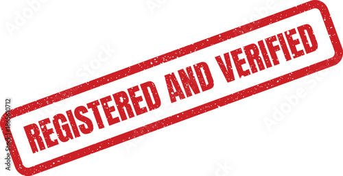 Distressed red rubber stamp confirming official registration and a fully verified status process