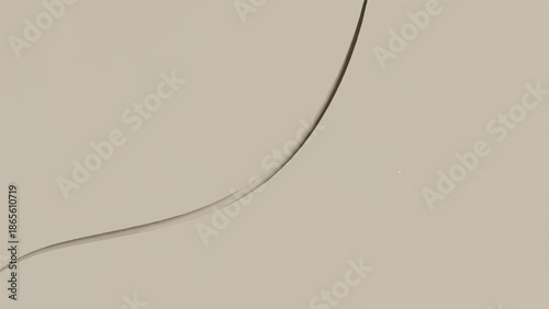 Minimalist beige background with curved line in soft natural lighting for graphic design