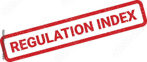 Distressed red rubber stamp illustration featuring Regulation Index text, signifying an official catalog or listing