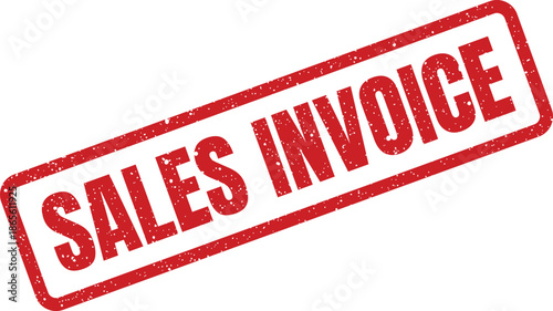 Distressed red rubber stamp with the text SALES INVOICE indicating a crucial financial document for billing purposes