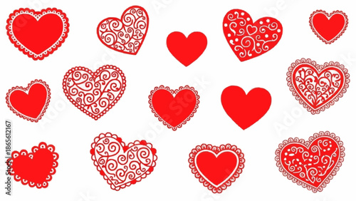 Collection of Red Hearts Various Designs and Styles.
