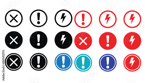 A collection of warning and alert icons on a white background