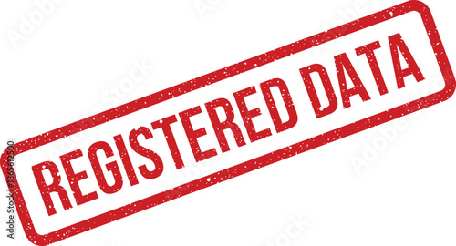 Distressed rubber stamp illustration showing registered data for official information and validated records