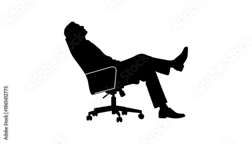 A silhouette of a man sitting in an office chair in two different positions