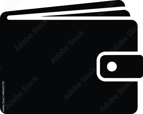 Black silhouette icon of a wallet, isolated on transparent background