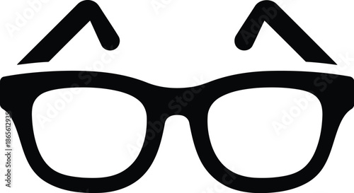Black frame eyeglasses icon isolated on transparent background