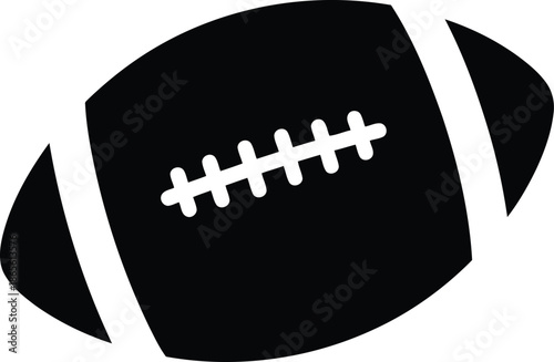 Black silhouette icon of an american football ball isolated on transparent background