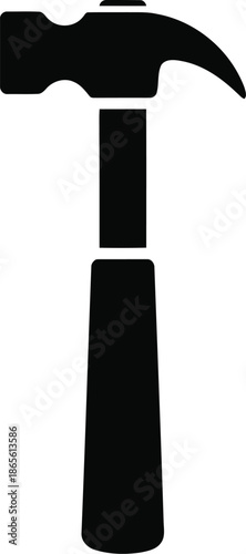 Black silhouette icon of a claw hammer isolated on transparent background