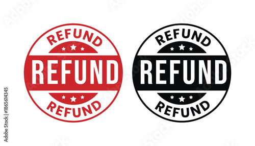 Two refund stamps are shown in red and black on a white background