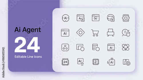 A minimalist collection of icons displayed on a digital interface showcasing various symbols for technology and design