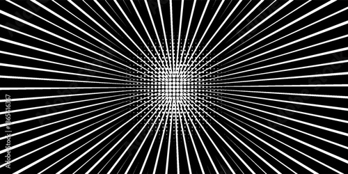 Sun ray light. Sun rays background. Radial burst. Sunburst black pattern isolated on white background. Beams line. Radiate sunlight. Comic effect texture. Retro pop art stripe. Vector illustration