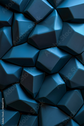 Abstract geometric pattern featuring blue textured polygonal shapes