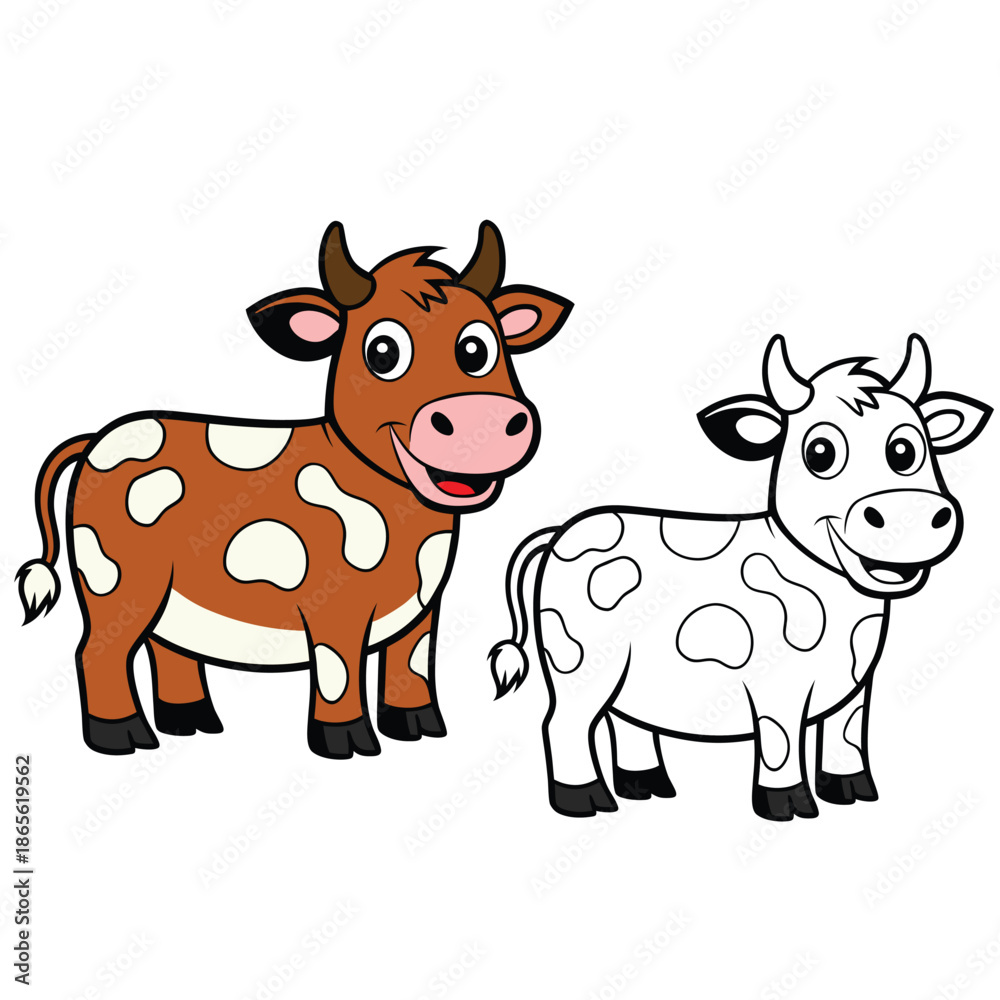 Fototapeta premium coloring book for kid a cow vector 