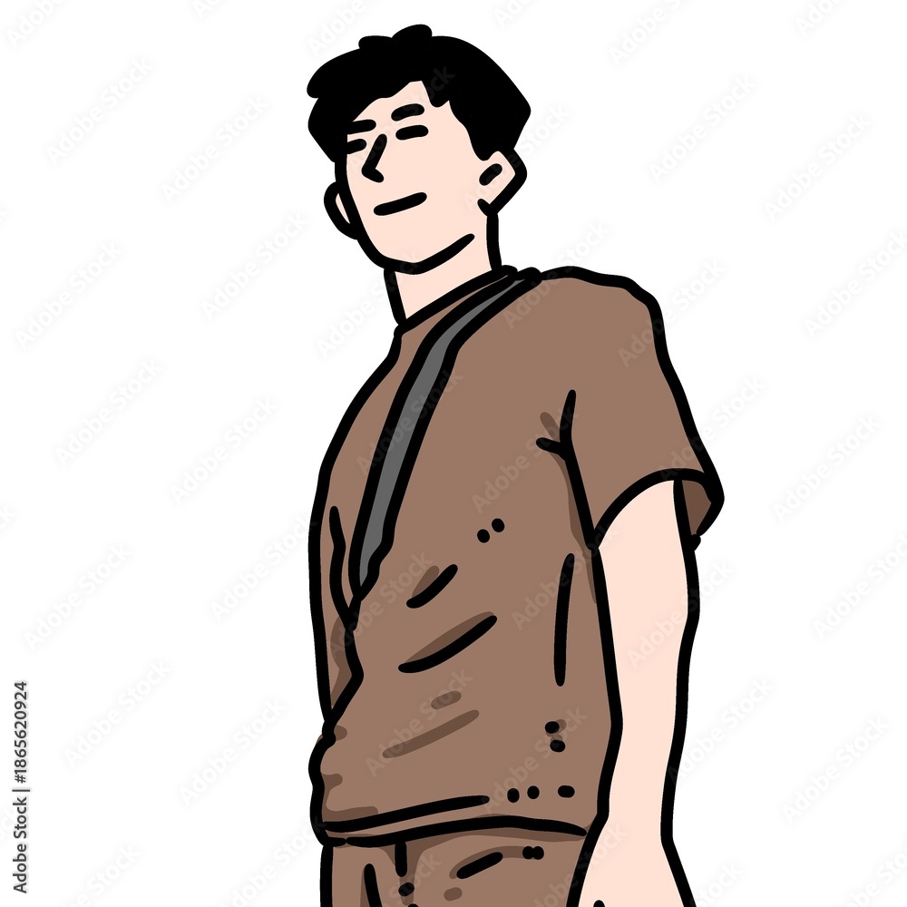Fototapeta premium illustration cartoon of cute guy