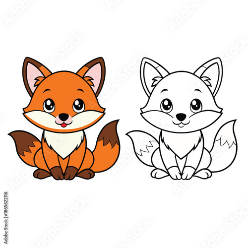 coloring book for kid a fox vector 