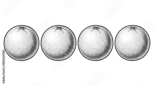 Four Spheres Representing Stages of Development or Data Processing with Dot Matrix Effect