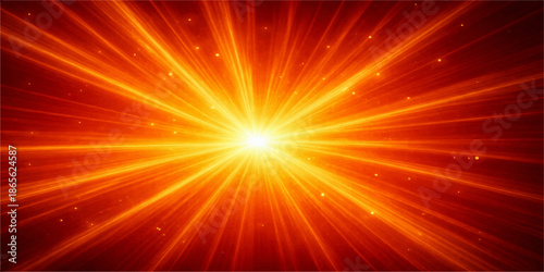 Vibrant red starburst abstract background featuring bright orange rays and a hot yellow sunburst explosion with glowing energy beams for a dynamic vector art wallpaper design
