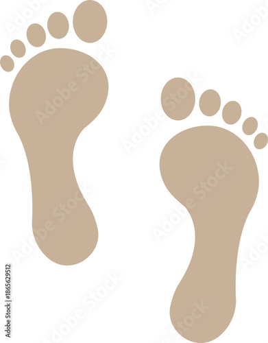 Foot Print Icon. Foot imprint, footsteps collection. Human footprints silhouette. Barefoot, sneaker and shoes footsteps. Silhouette of barefoot soles with toes, walking steps concept.