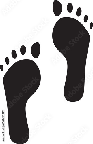 Foot Print Icon. Foot imprint, footsteps collection. Human footprints silhouette. Barefoot, sneaker and shoes footsteps. Silhouette of barefoot soles with toes, walking steps concept.