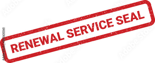 Grungy red rectangular stamp with the text RENEWAL SERVICE SEAL, indicating a formal approval or validation mark