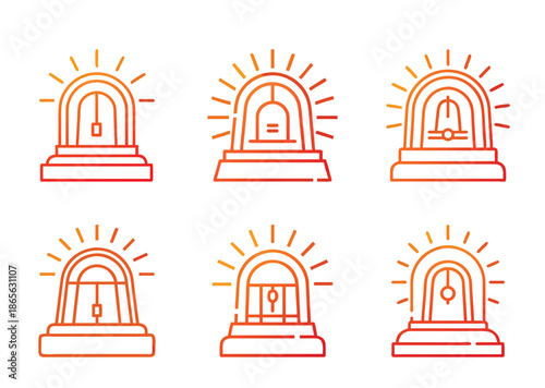 Illustration of emergency vehicle warning lights in outlined orange and red gradient