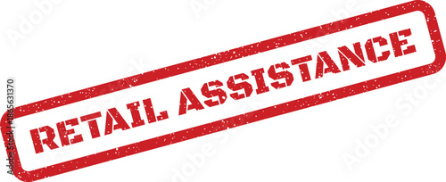 Grungy rubber stamp effect emphasizing the availability of retail assistance for customer service