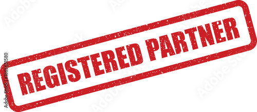 Grungy stamp effect with registered partner text symbolizing official business affiliation or certified collaboration status