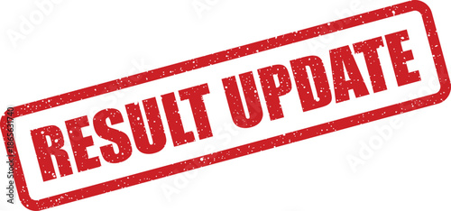 Important red rectangular grunge rubber stamp featuring the message RESULT UPDATE for revised information records