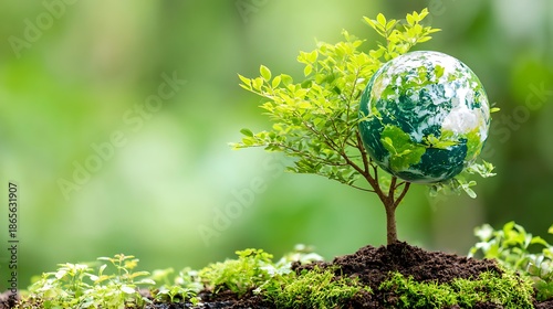 Green Earth Tree Symbol of Environmental Growth and Sustainability