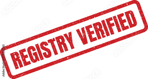 Official red rubber stamp with REGISTRY VERIFIED text for authentication or confirmation of records
