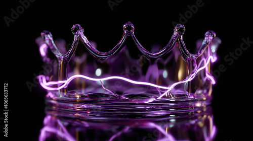 A luminous, transparent crown exuding a regal and elegant aura, set against a dark backdrop. The intricate details of the crown shimmer and reflect light.