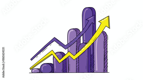A rising arrow graph illustration showing business growth trend in a corporate setting