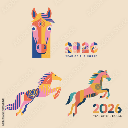New year icon with horse 